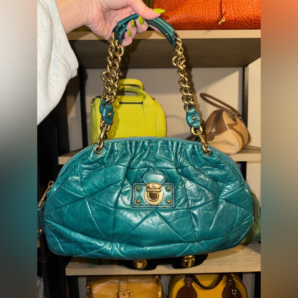 Vintage Marc Jacobs Lou Capra Patchwork Bag Green Teal